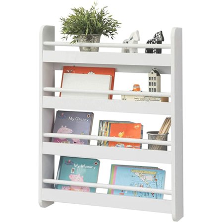 Rootz Vægmonteret 4 Etager Børn Børn Bogreol Boghylde -Opbevaring Display Hyldestativ- 60x12x80cm