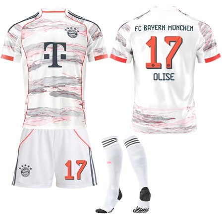 25-26 FC Bayern München Udebane NO.17 OLISE Sæt Børn Voksen Fodboldudstyr med Sokker