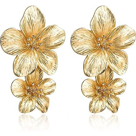 Guld Blomster Øreringe Guld Dangle Øreringe til Kvinder Romantiske Boho Blomster Statement Øreringe til Bryllup Fest Smykker