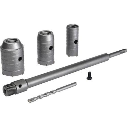 Hulsavsæt, 30-40-50 mm, beton kernebor, 350 mm SDS Plus forlængerstang, wolframcarbidspids