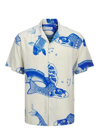 Jjjeff Aop Resort Shirt Ss Cream Jack & J S