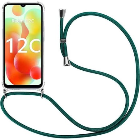 Fodral för Redmi 12C - 11A - Tunna flexibla förstärkta hörn Anti-Scratch TPU + Strap Night Green