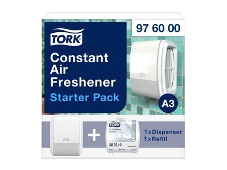 Tork Dispenser A3 luktförbättrare och refill starter pack vit - Lyreco - Städ och hygien - Luktförbättrare - Doftdispenser och refill
