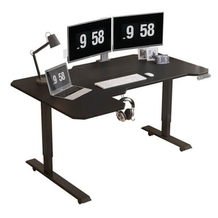 Radlove 150cm L Form Höjdjusterbart skrivbord-Elektriskt Höjdjusterbart Sitt-Stå-skrivbord,svart