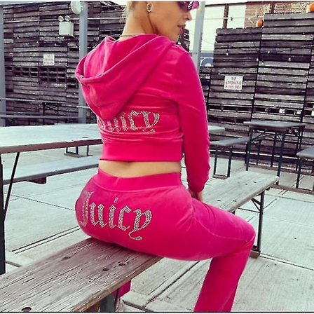 Velour Juicy Sy-sæt med hættetrøje og bukser i fløjl med lynlås - Sportswear til kvinder, forår/efterår 2024