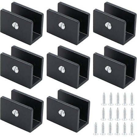 Lasihyllykiinnikkeet - 8 kappaleen setti, säädettävät keittiöön, kylpyhuoneeseen, olohuoneen lasihyllyihin