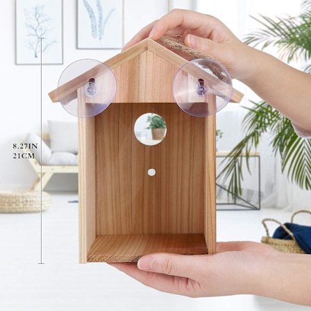 Fuglekasse til Vindue med Stærk Sugkop og Snøre - Udendørs