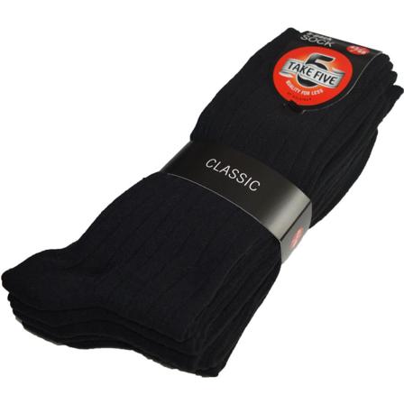Ribbstickade Strumpor 5-pack Svart 39-42