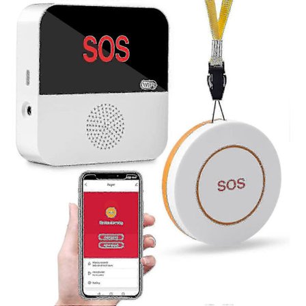 Plejepersonale personsøger trådløs Wifi, Opgraderet Smart App Kontrol Sygeplejerske Nødsituations Livsalarm System 1 Modtager 1 SOS-knap Til