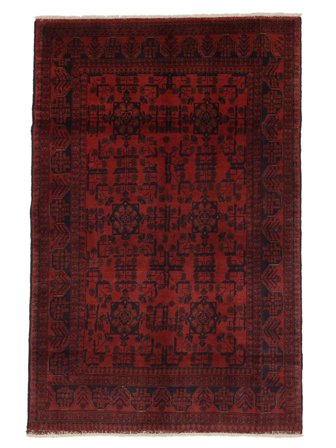 Anudada A Mano Afghan Khal Mohammadi Alfombra 128X198 De Lana Negro/Rojo Oscuro Pequeño