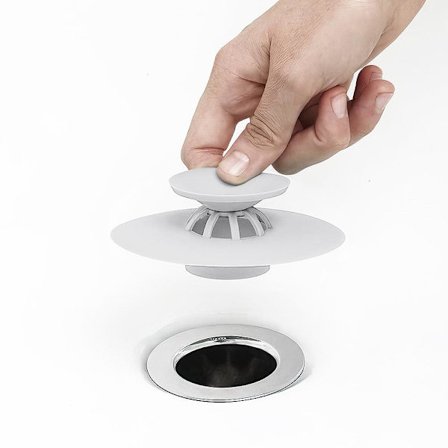 Badekar med hårstop / prop / skiveprop hvid