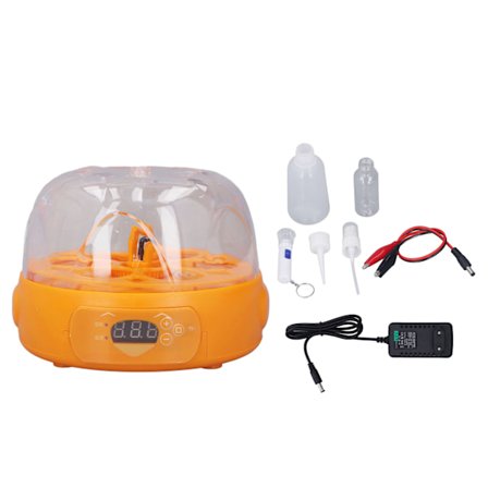 15W Egginkubator 6 Egg Digital Mini Helautomatisk Inkubator med Automatisk Eggvender for Klekking av Kylling And Vaktel 100‐240V Gul EU-kontakt