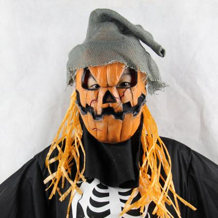 Halloween Pumpkin Scarecrow Skrämmande Mask Cosplay Dekor Kostym