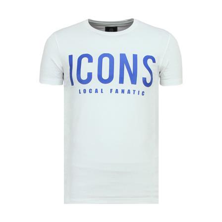 Local Fanatic T-Shirt Icons Print - Tröjor Till New - 6361W vit, Herr, Herr, Storlek: 2XL