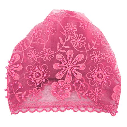 Moderigtigt, smukt, unikt, sammenklappeligt muslimsk tørklæde med broderi og perler - Gave - Mørkerød