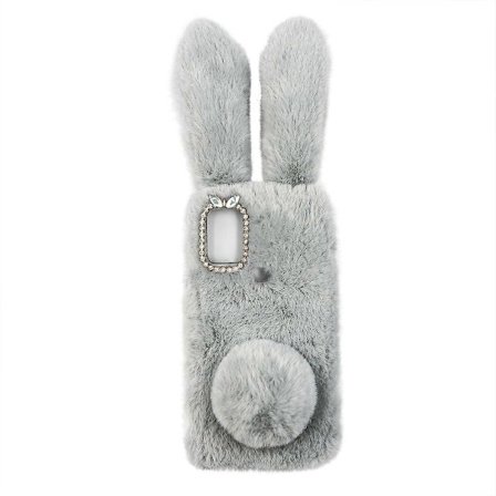 Æstetisk Telefoncover Tegneserie Øre Mobiltelefon Cover Kanin Øre Fuzzy Telefon Skal Støvtæt Kompatibel med A21s Lysegrå 1 Sæt-lingling}