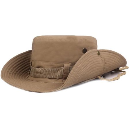 Solhatt - Stilig - Bomull - Unisex solhatt - Justerbar sommerfiskehatt for utendørs bruk - Khaki