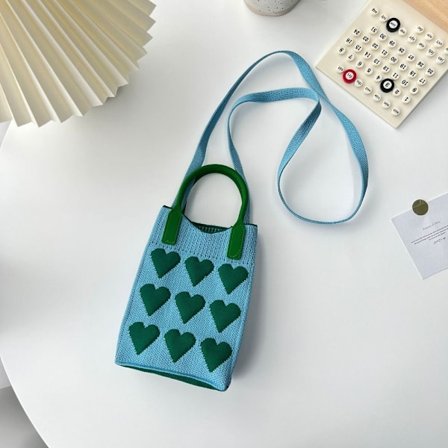 Kjede skulder crossbody bag for kvinner strikket håndveske 5 5