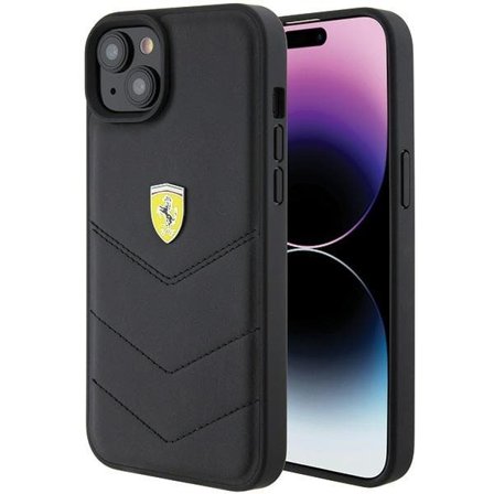 Ferrari FEHCP15MRDUK iPhone 15 Plus 6,7" sort/sort hardcase Quiltet metallogo