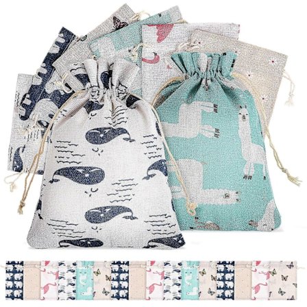 24 stk Gaveposer med snøring, små stoffposer, stoffposer, små poser med snøring, jute poser