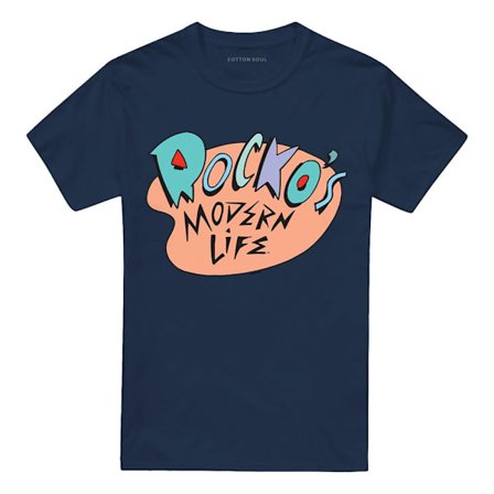 Rocko ́s Modern Life Unisex Vuxen Retro Logo T-Shirt 3XL Navy