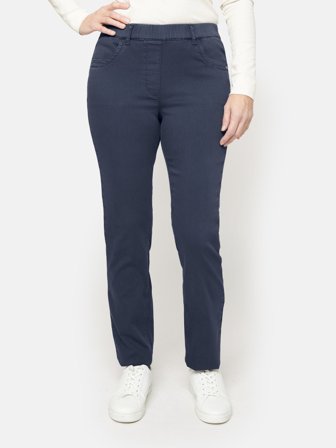 BRANDTEX - Madelaine Bukser - Mørkeblå - Straight Fit / Elastik i Taljen