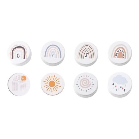 8 stk. runde treknotter for skuffer, tegneserie dyr regnbue sky kommode knotter baby skap møbler skuff trekk håndtak med skruer