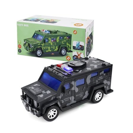 Cash Truck Spargris Fingeravtryck Lösenord Elektronisk Automatisk Mynt Sparbox grå