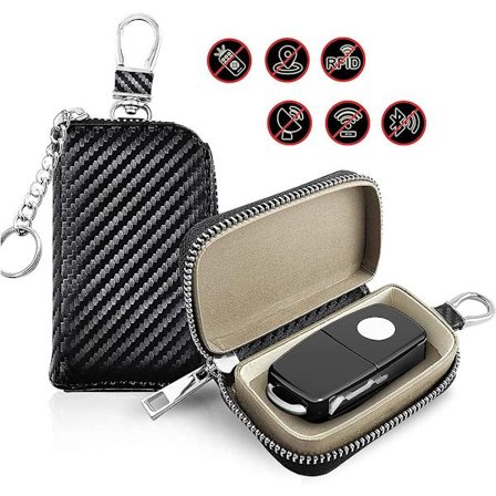2-delt bilnøkkelveske, Faraday-bur bilnøkkelbeskytter RFID-signalblokkering tyverisikring Anti-hack-deksel