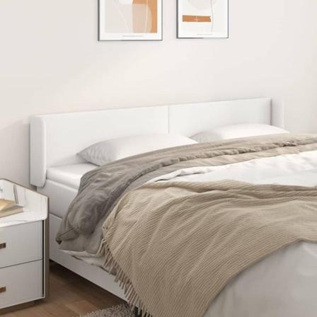 Vidaxl Huvudgavel Med Kanter Vit 183x16x78/88 Cm Konstläder Vit
