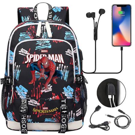 Spiderman USB -ryggsäck för barn, pojkar, flickor - lämplig för bok, skola, tonåringar, studenter, kvinnor, män - perfekt för bärbar dator, resor