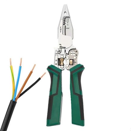 Ledningsklipper Værktøj 10 i 1 Elektrisk Kabelstripper Tang Spændingstester Saks med Elektricitetsmålingsfunktion