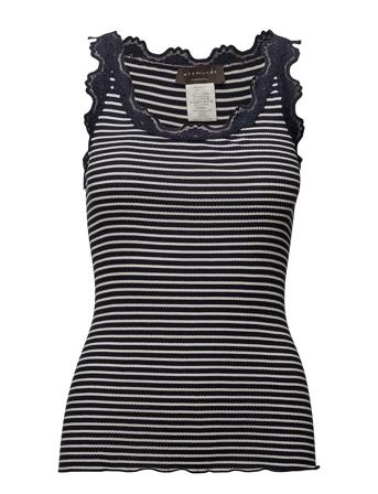 Silk Top W/ Lace T-shirts & Tops Sleeveless Sininen Rosemunde
