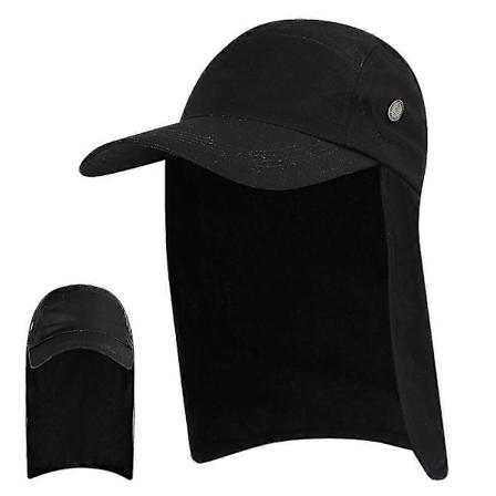 Miesten UPF 50+ Auringonhattu Laajareunainen Kalastushattu Kaulal p ll Black