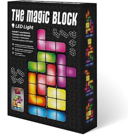 Retro Tetris LED Bordlampe - Stablebar, kreativ nattbordslampe med 7 fargede byggeklosser for stemningsfullt lys