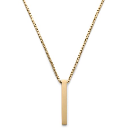 Collier à pendentif en forme de barre en acier inoxydable doré mat pour hommes - Chaînes en acier