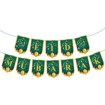 Eid Mubarak for Banner Moon Star Pull Flag Party Decorations Supplies Ornament