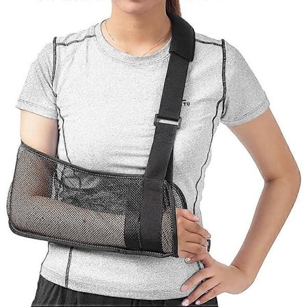 Medicinsk mitella för armstöd, axel- och rotatorcuffimmobilisering med stödrem Lätt och ventilerande tyg Svart