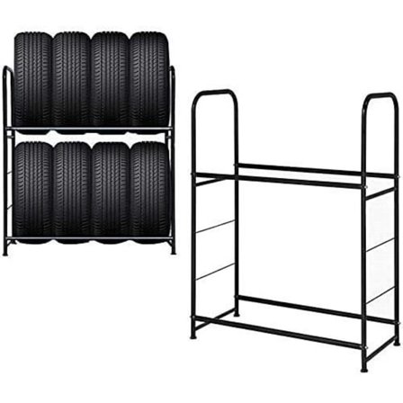 Pyramid däckställ - UISEBRT - 8 däck - Svart - 117 x 107 x 46 cm - Max belastning 180 kg