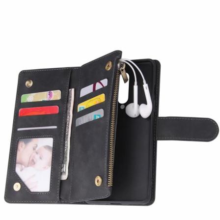 Oneplus 8 Multifunktionellt Plånboksfodral Zipper 8-fack Svart