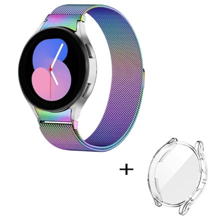 Samsung Galaxy Watch 5 Pro klockarmband i rostfritt stål med genomskinligt skydd - Flerfärgad