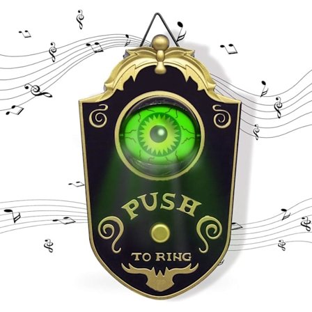 Läskig Halloween Enögd Dörrklocka Dekoration Dörrhängande Dörrklocka Ögonglob med Ljud (Svart)