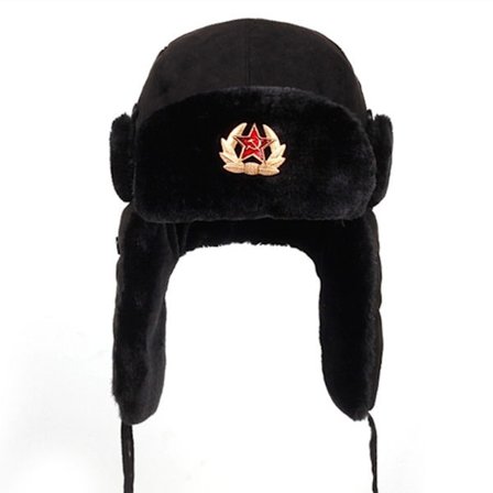 Russisk Ushanka Badge Bomber Hat Pilot Hat Vinterhat med Øreklapper Vinter Varm Hat