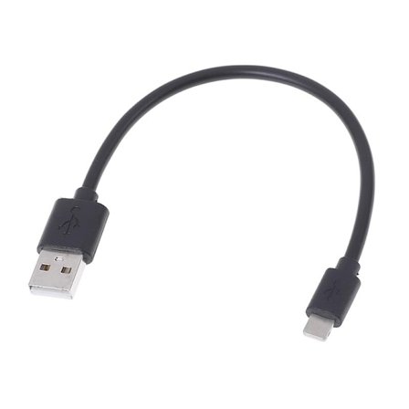 USB-kabel med Lightning 2.4A, för iPhone & iPad, 25cm - Svart