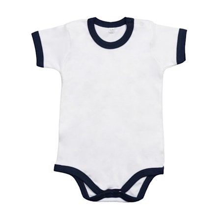 Babybugz Baby Ringer Bodysuit 3-6 månader Vit/Marinblå