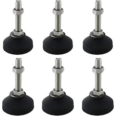 6-pack D40 X M8 X 50 mm justerbara svängbara ben, lutande nylonbas, självjusterande fötter, golvskydd för möbler, arbetsbänk, maskin, skåp, Mecha