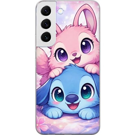 Kompatibelt Mobildeksel til Samsung Galaxy S22+ 5G Søt kawaii illustrasjon med rosa og blå fantasidyr, store øyne og myke farger perfekt for barnerom