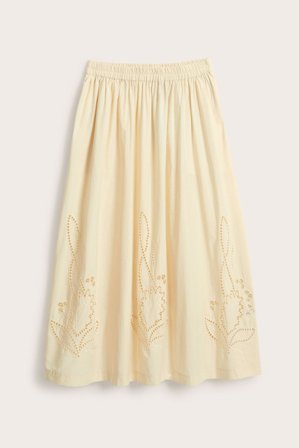 Kappahl | Skjørt i bomullspoplin med broderi Lysegul S | Dame