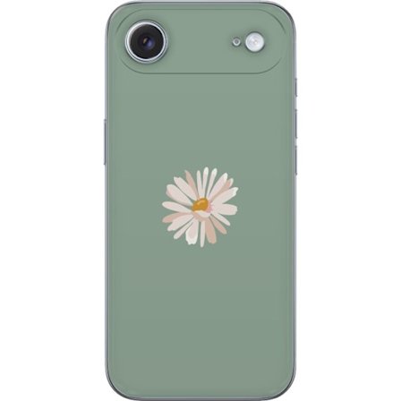 Kompatibelt Mobilskal till Apple Apple iPhone 17 Air Grön Minimalblomma – stilren blomma på grön bakgrund