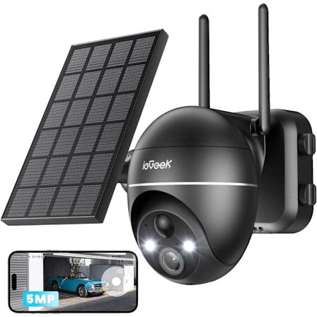 Utomhus trådlös övervakningskamera, 5MP Ultra HD, solenergidriven, 360° synvinkel